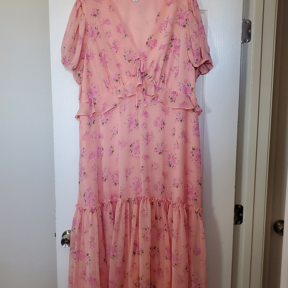LoveShackFancy Pink Floral Midi Dress - Picture 2 of 7